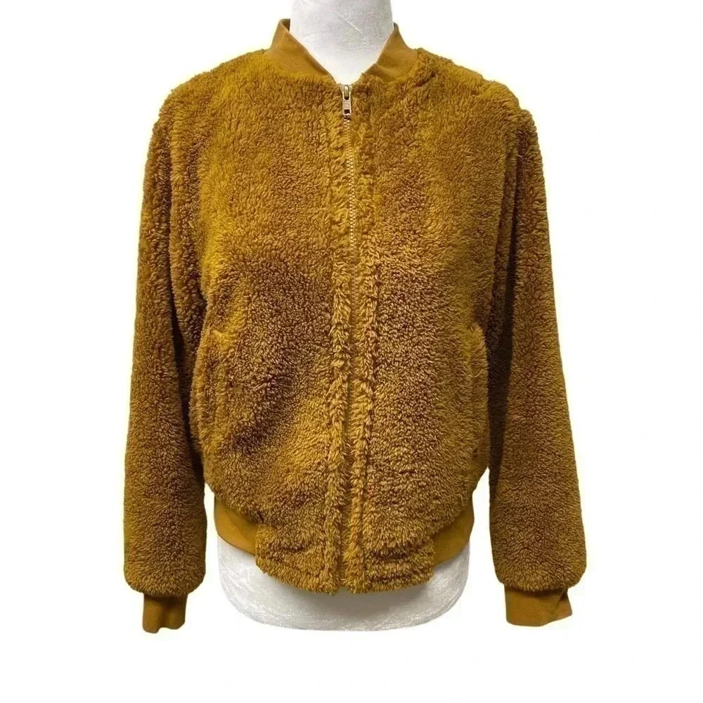 J Crew Mercantile Goldenrod Sherpa teddy bomber jacket. XS. Excellent condition